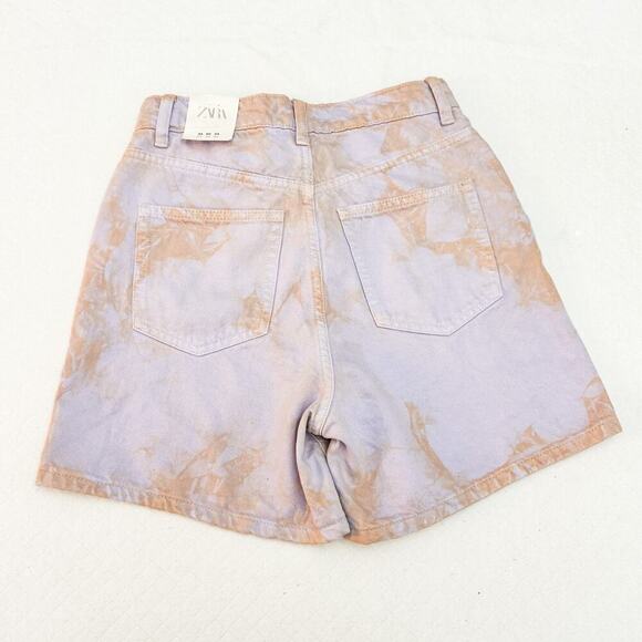 Zara High-Rise Purple Distressed Denim Short Jeans Size 2 - Picture 2 of 7